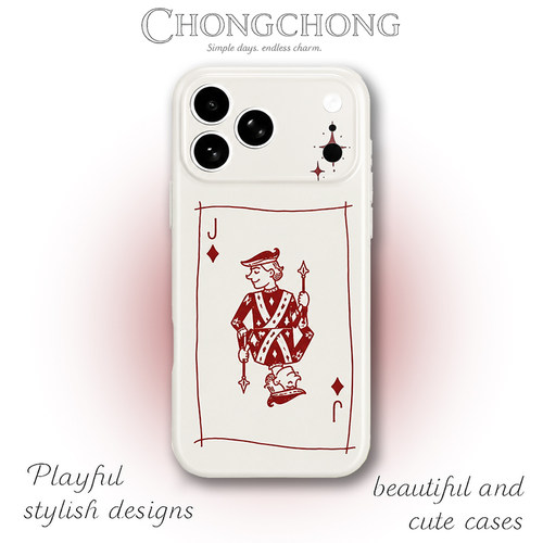 适用iPhone17Promax手机壳男女款复古扑克J牌插画菲林壳iPhone16pro防摔OPPOvivo个性潮流保护套