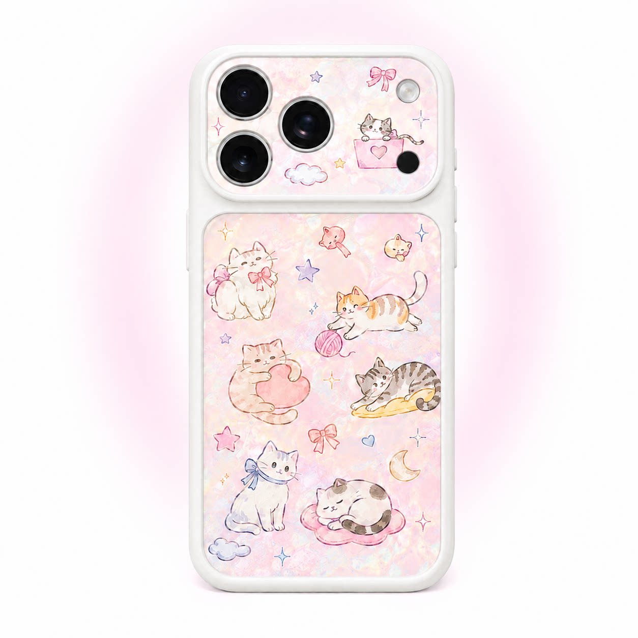 奇思喵想粉红猫咪记少女涂鸦适用iPhone16/17promax手机壳苹果16pro卡通15Promax精孔磁吸17pro14