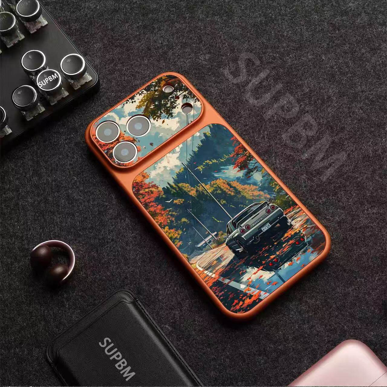 枫路飞车适用于苹果17promaxiPhone16PRO磁吸防摔15p硬玻璃手机壳