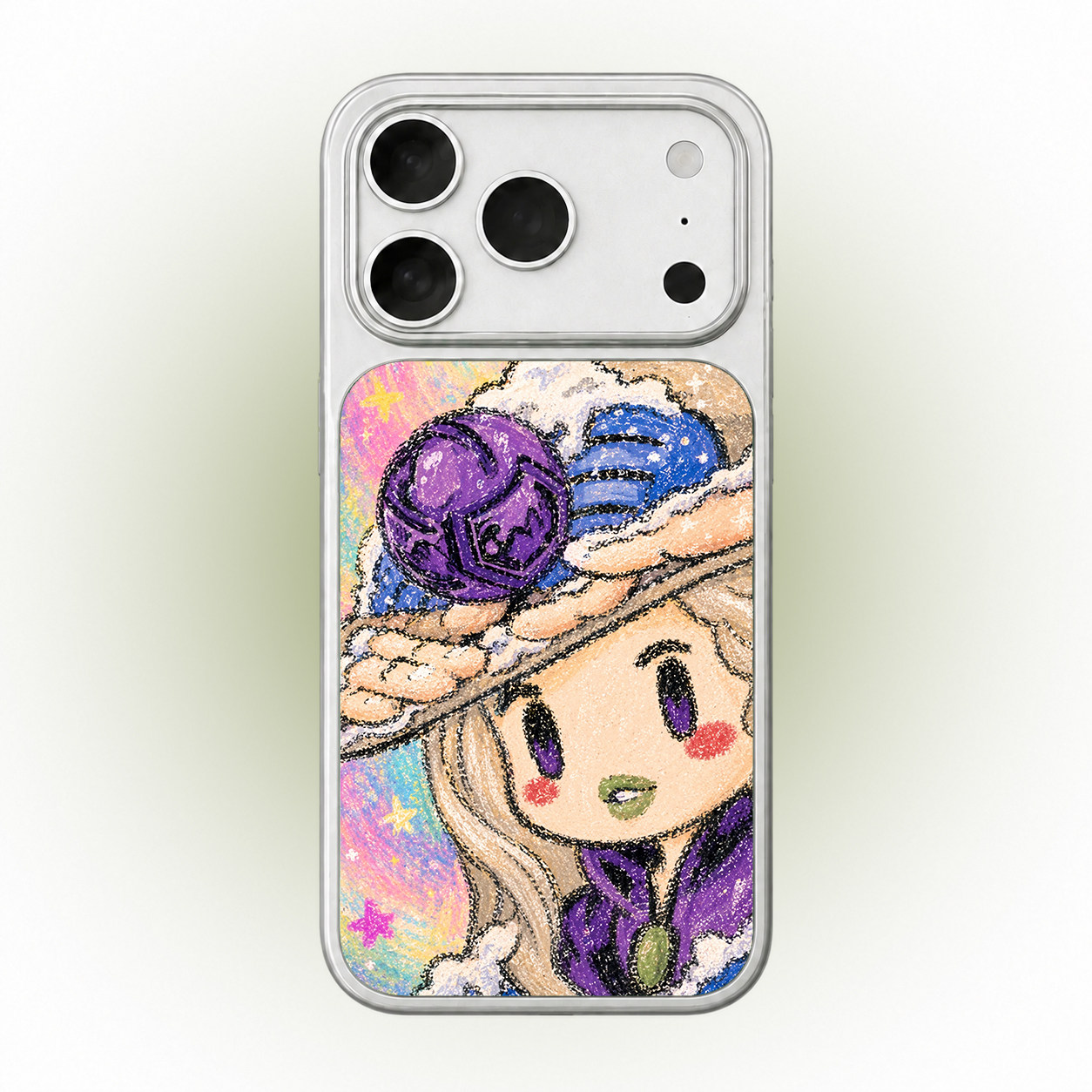jojo可爱Q版SBR彪马野郎适用苹果17promax手机壳iPhone16p银边大孔镜头手绘杰洛紫色梦幻超米OPPOvivo防摔壳