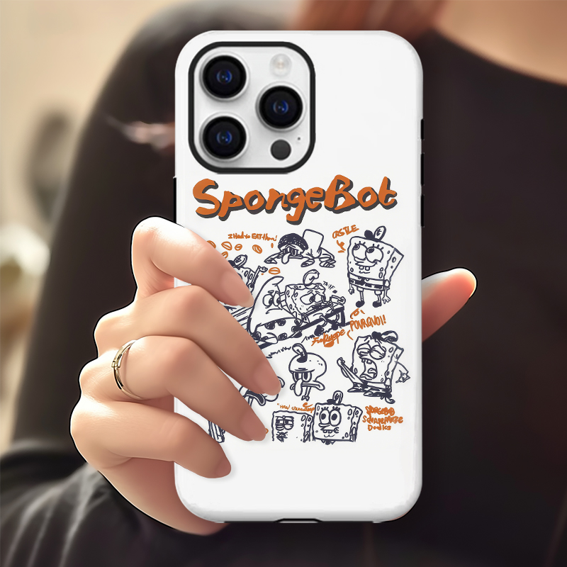 线条简约海绵宝宝派大星手机壳适用苹果16pro华为vivo红米OPPOp80苹果16promax荣耀华为vivo红米oppo