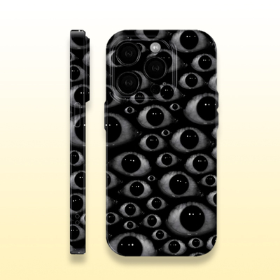 克苏鲁黑色眼球平铺菲林手机壳亮面适用苹果16prom红米k80华为MATE70硬壳VIVOX200苹果15软壳OPPOFINDX8P防摔