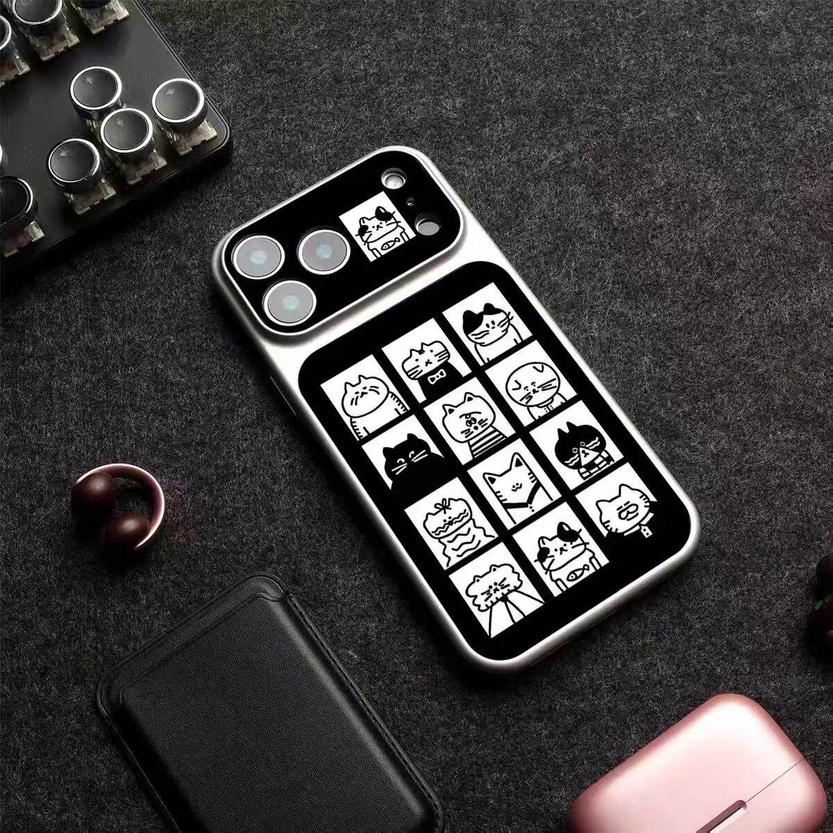 小猫照相馆适用苹果17promaxiPhone16PRO磁吸防摔15p硬玻璃手机壳