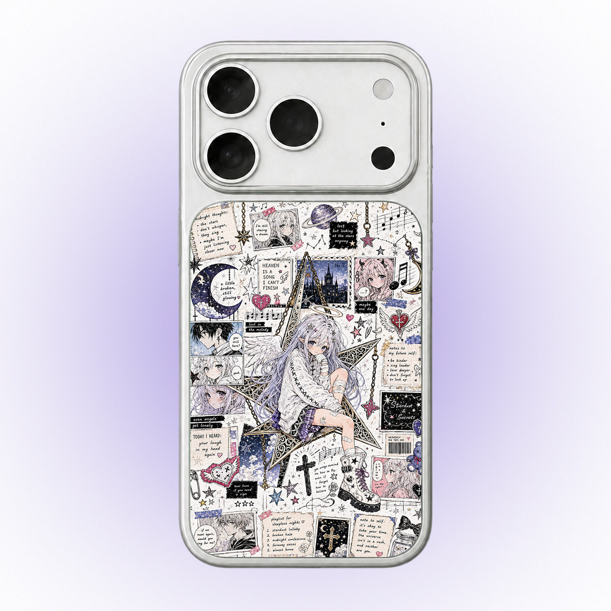 坠落天使原创插画师手机壳适用iPhone17promax苹果16pro高级感15女生二次元春夏OPPOvivo大孔保护套