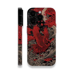 小众暗黑艺术国风波涛朱雀手机壳适用苹果16华为vivo红米荣耀iqoo苹果16promax荣耀华为vivo红米oppo