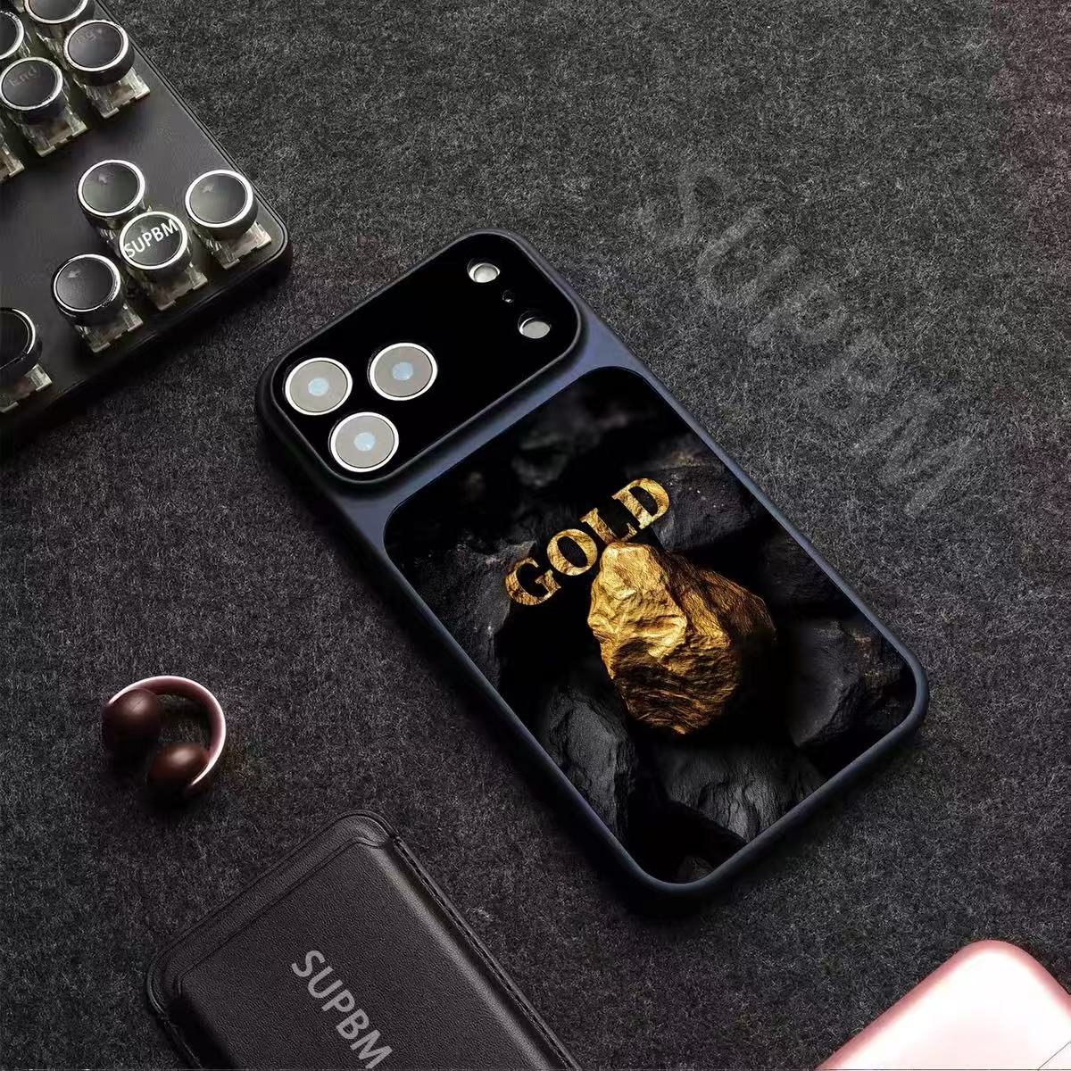 黄金石头适用于苹果17promaxiPhone16PRO磁吸防摔15p硬玻璃手机壳
