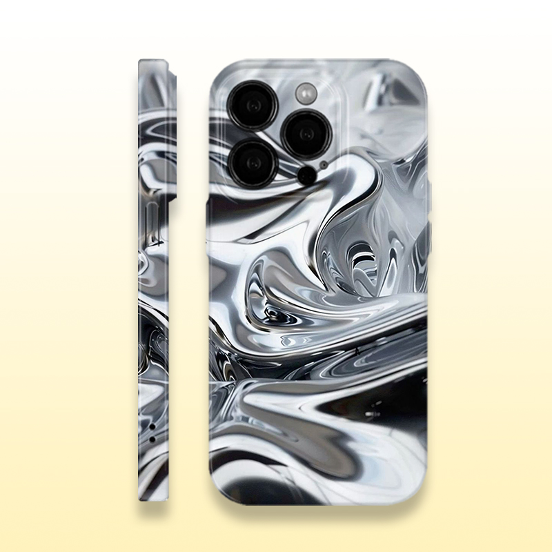 创意银色塑料平面潮菲林手机壳亮面适用苹果16prom红米k80华为MATE70硬壳VIVOX200苹果15软壳OPPOFINDX8防摔