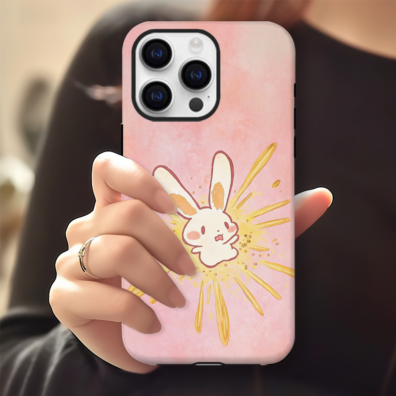 可爱闪光粉红白兔简约手机壳适用于苹果16pro华为vivo红米OPPOp80苹果16promax荣耀华为vivo红米oppo