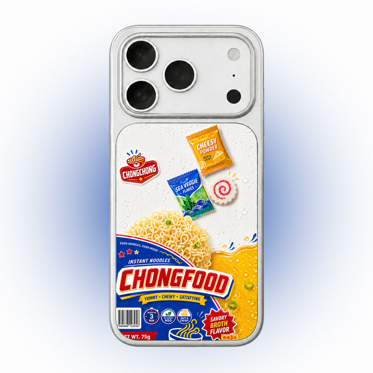 泡面创意设计原创适用苹果17promax一加vivo红米OPPO大孔iPhone16pro手机壳高级感不撞款