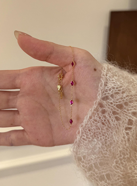 S925纯银梦想成真菱形红刚玉日系轻奢高级感手链