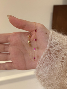 S925纯银梦想成真菱形红刚玉日系轻奢高级感手链