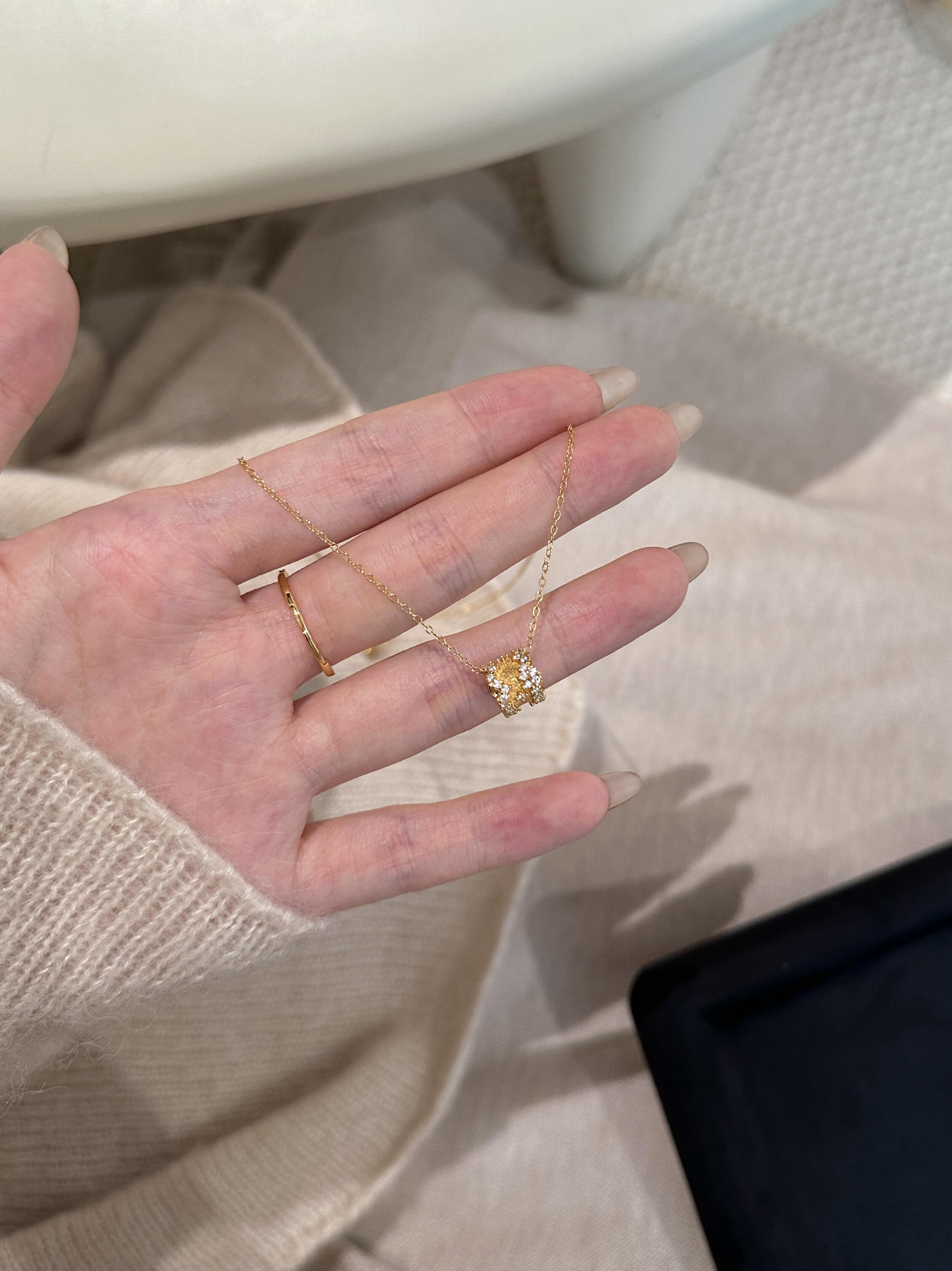 S925纯银轻奢爆款夏夜繁星拉丝小蛮腰转运珠高级感项链