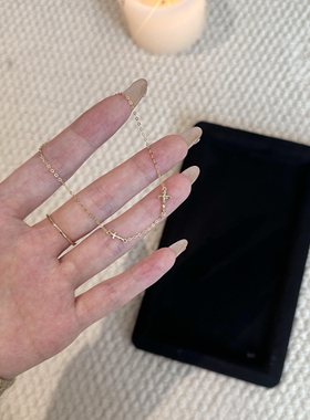 S925纯银熔岩十字架小众轻奢高级感手链