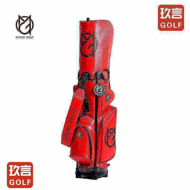 OMNIX GOLF高尔夫球包红碳素6格9寸双帽站立包运动时尚轻便