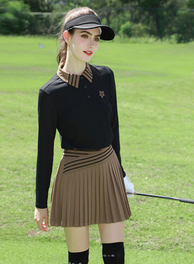 ZG6高尔夫女装球服装女运动T恤显瘦黑色长袖速干上衣网球服裙子女
