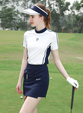 ZG-6高尔夫女装高端衣服女运动球服短袖上衣白色速干T恤宝蓝裤裙