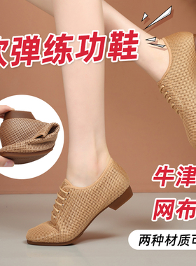 GY练功鞋女士低跟广场舞交谊舞软底古典练功教师舞蹈鞋网布夏季鞋