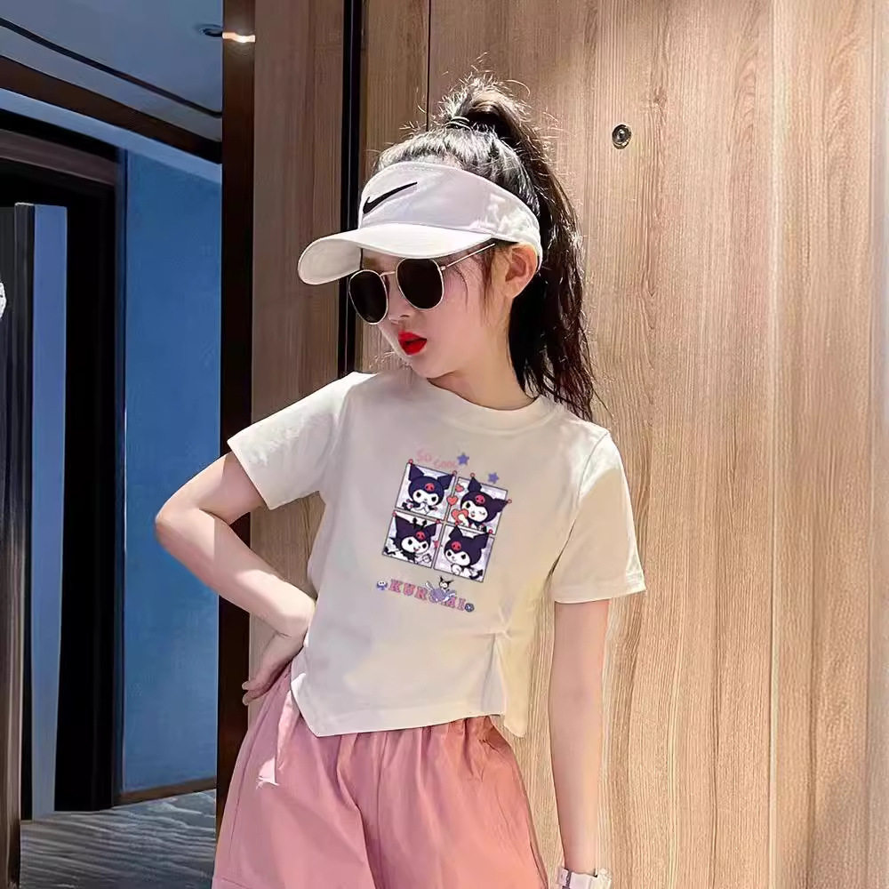 儿童纯棉短袖t恤2024新款夏季女童时髦短款上衣女孩库洛米体恤衫,童装/婴儿装/亲子装,T恤,淘宝优惠券,粉丝福利购,淘宝优惠卷