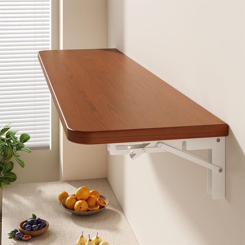 实木厨房墙上置物架折叠桌木板一字挂墙面客厅免打孔隔板层板书架