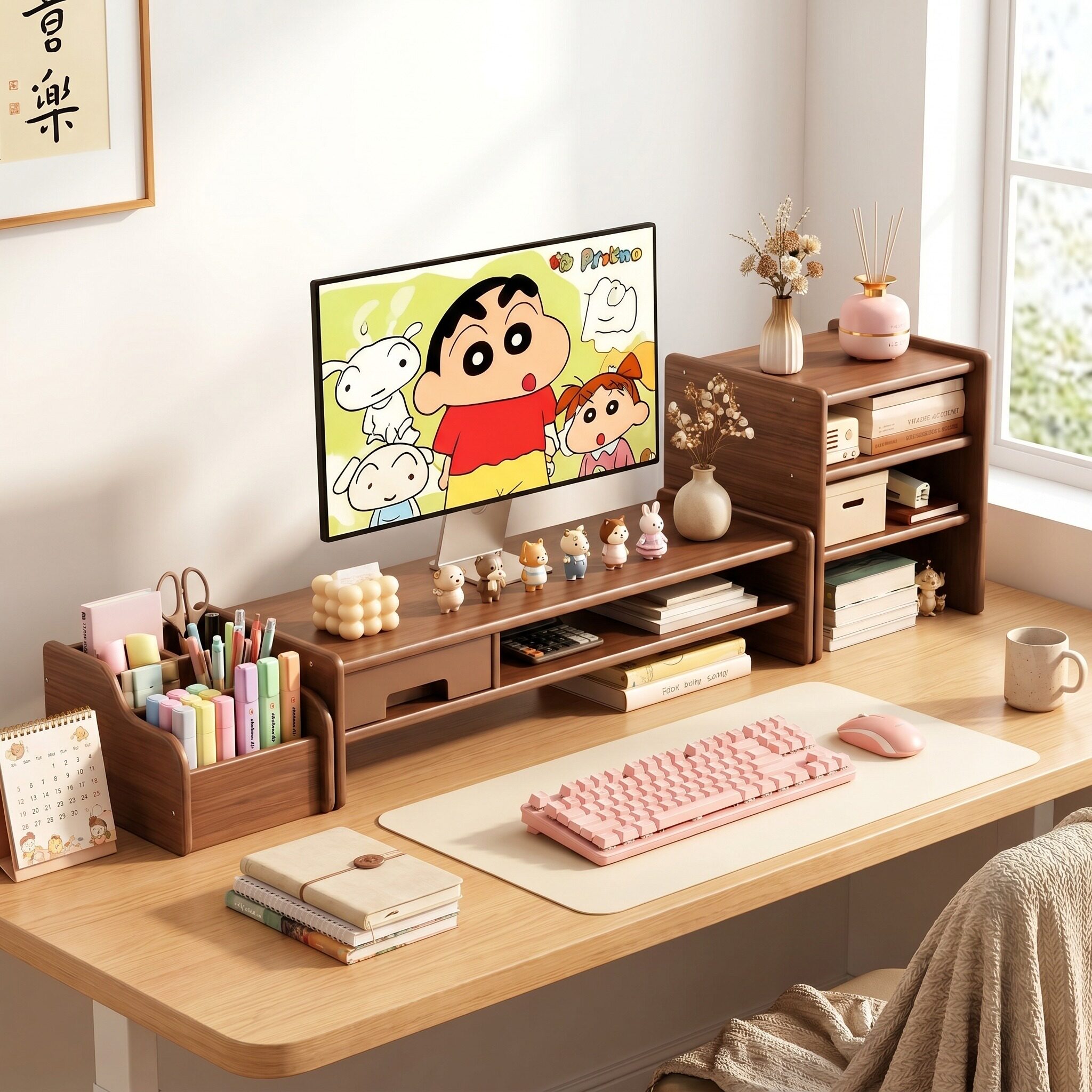 台式电脑增高架显示器增高架电脑屏幕键盘托架子显示屏垫高底座台式支架办公桌工位桌面抽屉收纳架桌面置物架