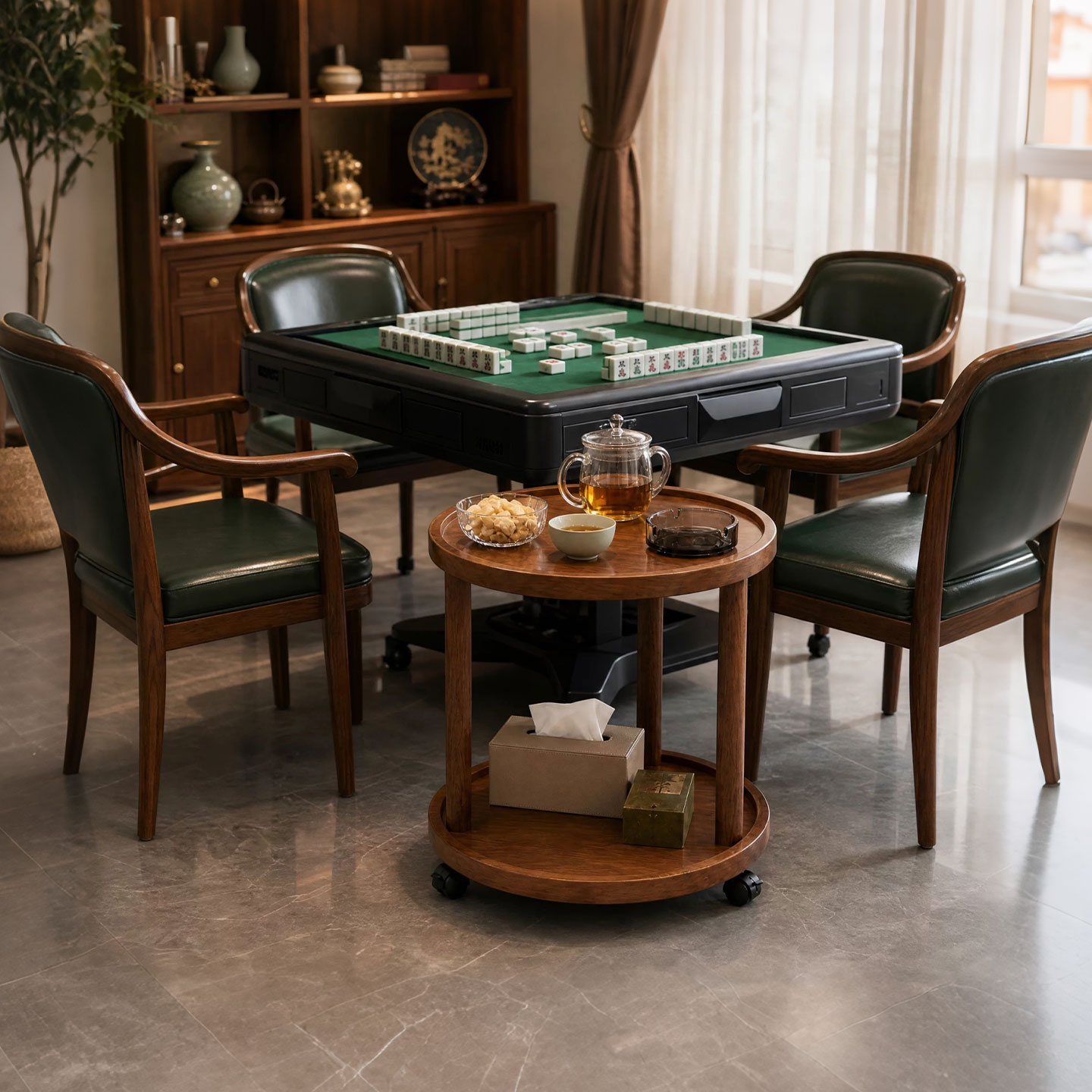 麻将桌茶几茶水柜棋牌室专用小边图片