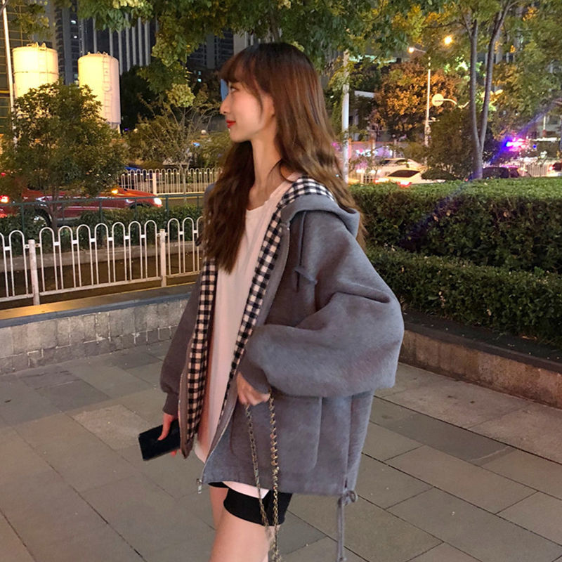 2022春季新款韩版ins宽松百搭薄款外套女ins潮原宿风春秋格子学生