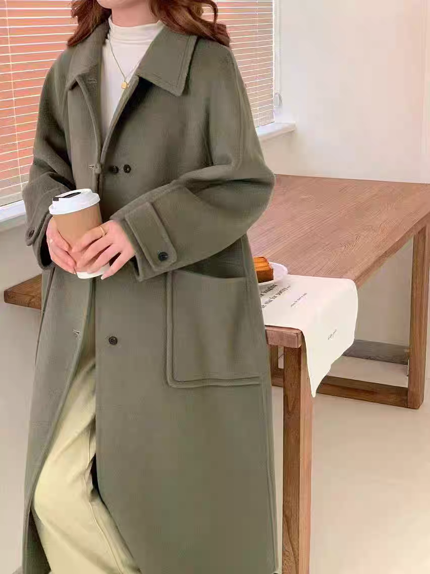 小个子高支澳毛双面呢大衣女2025冬季新款中长款毛呢外套ms8027