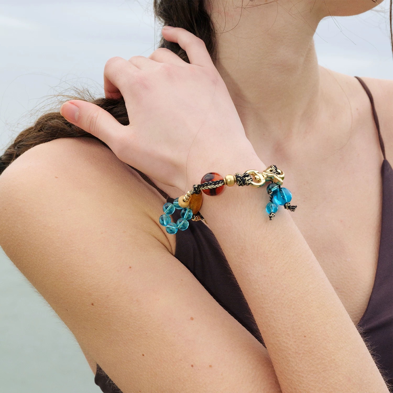 迪丽热巴同款花舞贝壳钥匙扣手链