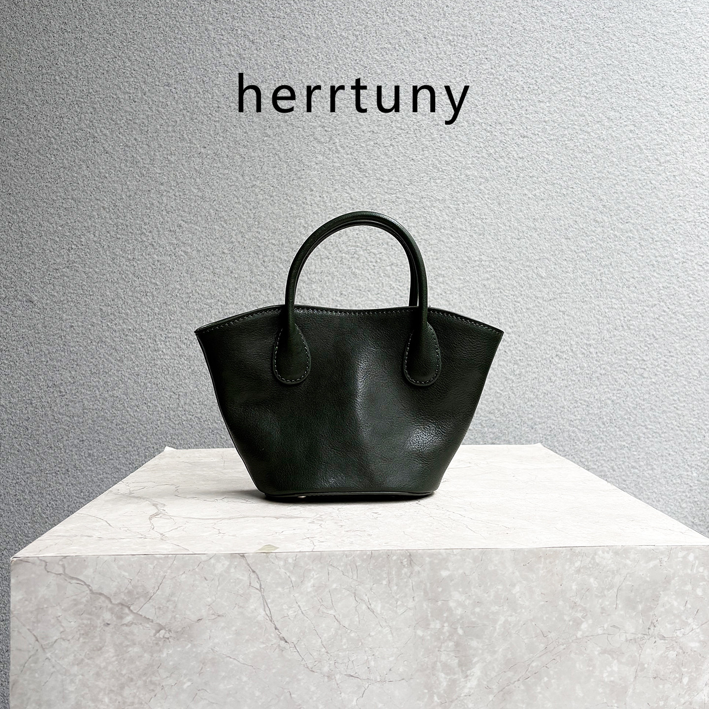 herrtuny头层植鞣牛皮花园包简约通勤女包手提单肩斜挎真皮包