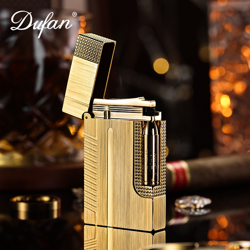 法国都梵朗声打火机正品钢音黄铜充气刻字送男友高档定制子弹头金