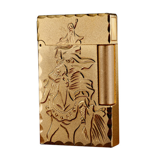 正品正品DNUFA都梵关公打火机武工财神招财手雕刻大刀关 羽关二爷