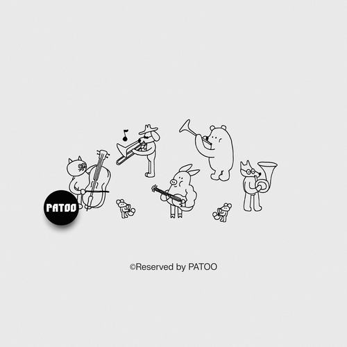 【PATOO怕痛】动物交响乐团 原创纹身贴 黑白 礼品