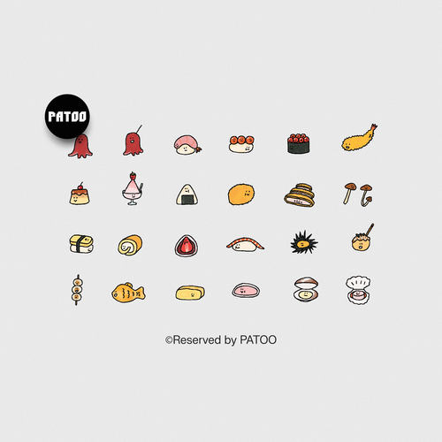 【PATOO怕痛】日料合集  原创纹身贴 彩色 礼品 食物图案