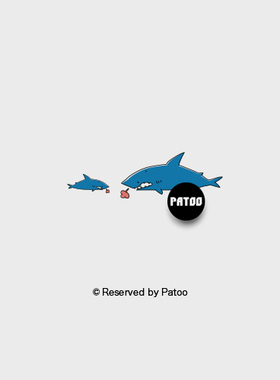 【PATOO怕痛】原创防水纹身贴 鲨鱼Shark 可爱动物创意礼品复古