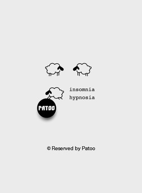 【PATOO怕痛】原创防水纹身贴羊 失眠黑白可爱动物小清新复古英文