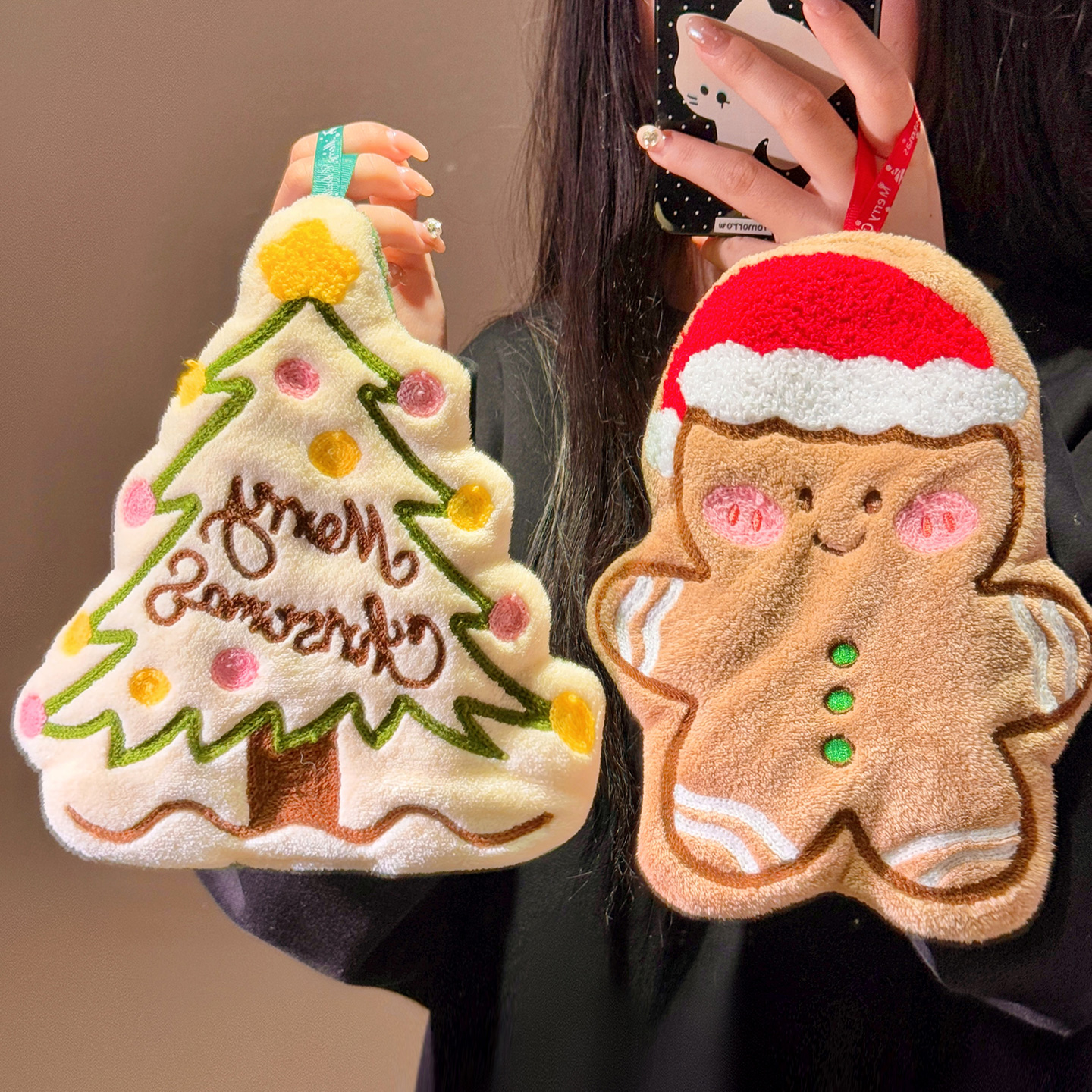 可爱圣诞节擦手巾厨房加厚挂式吸水速干毛巾手帕儿童抹布卫生间新