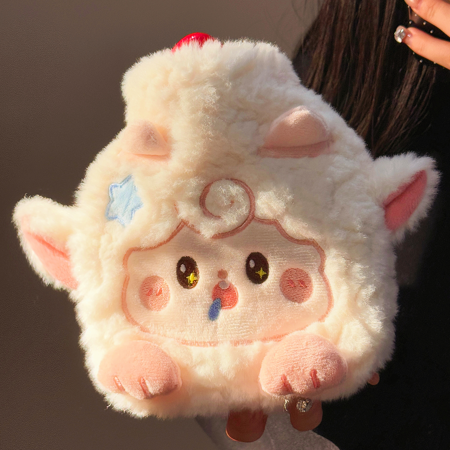 可爱毛绒小羊注水热水袋暖宝宝