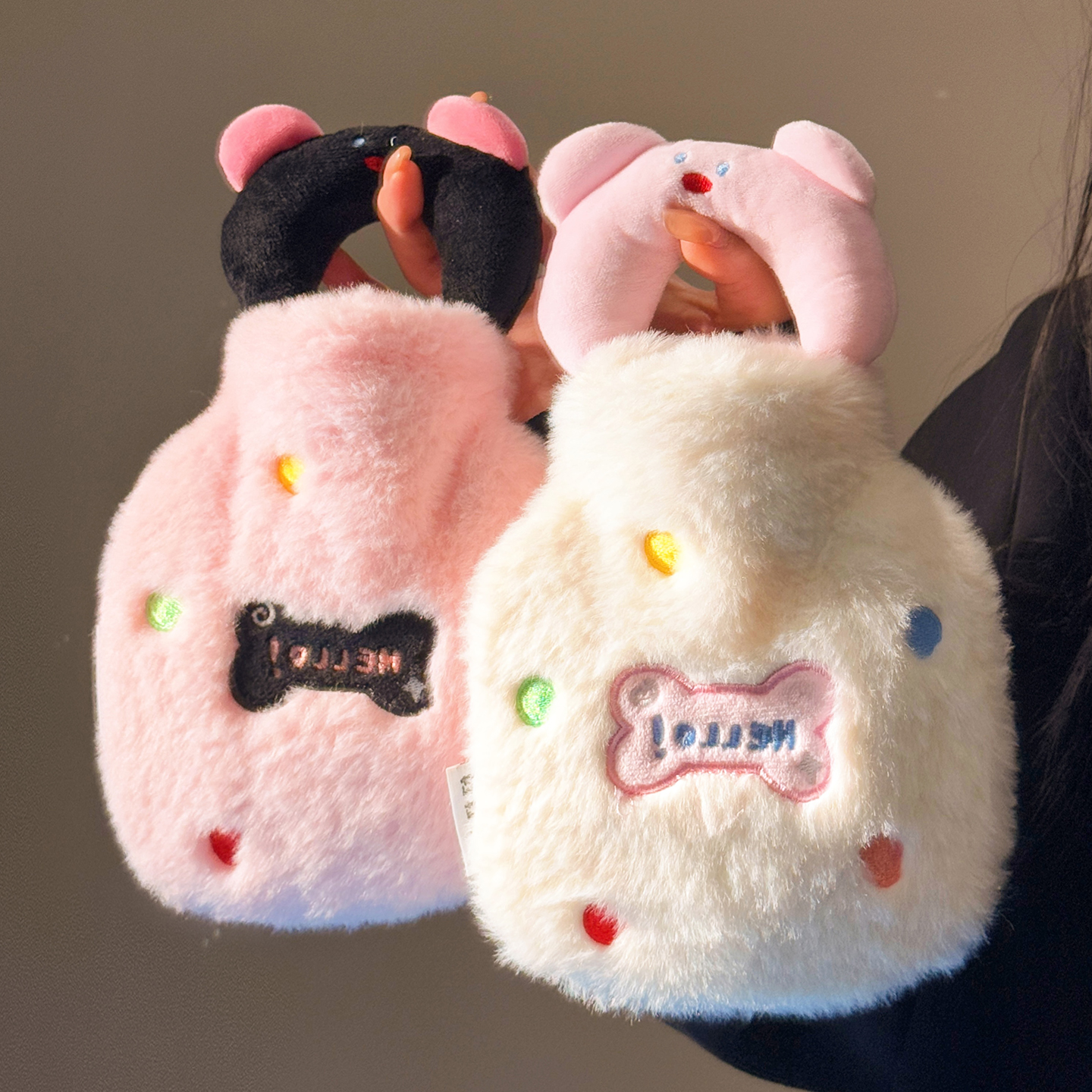 可爱毛绒手提热水袋注水防爆暖