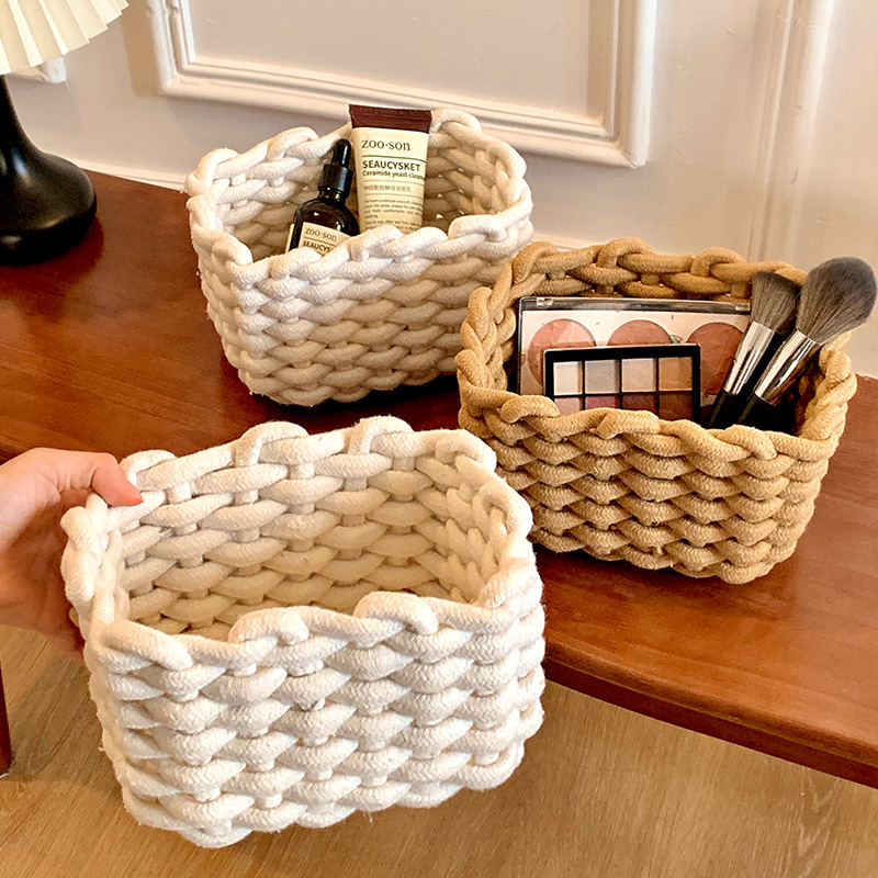 ins风棉绳编织收纳篮摆件置物篮