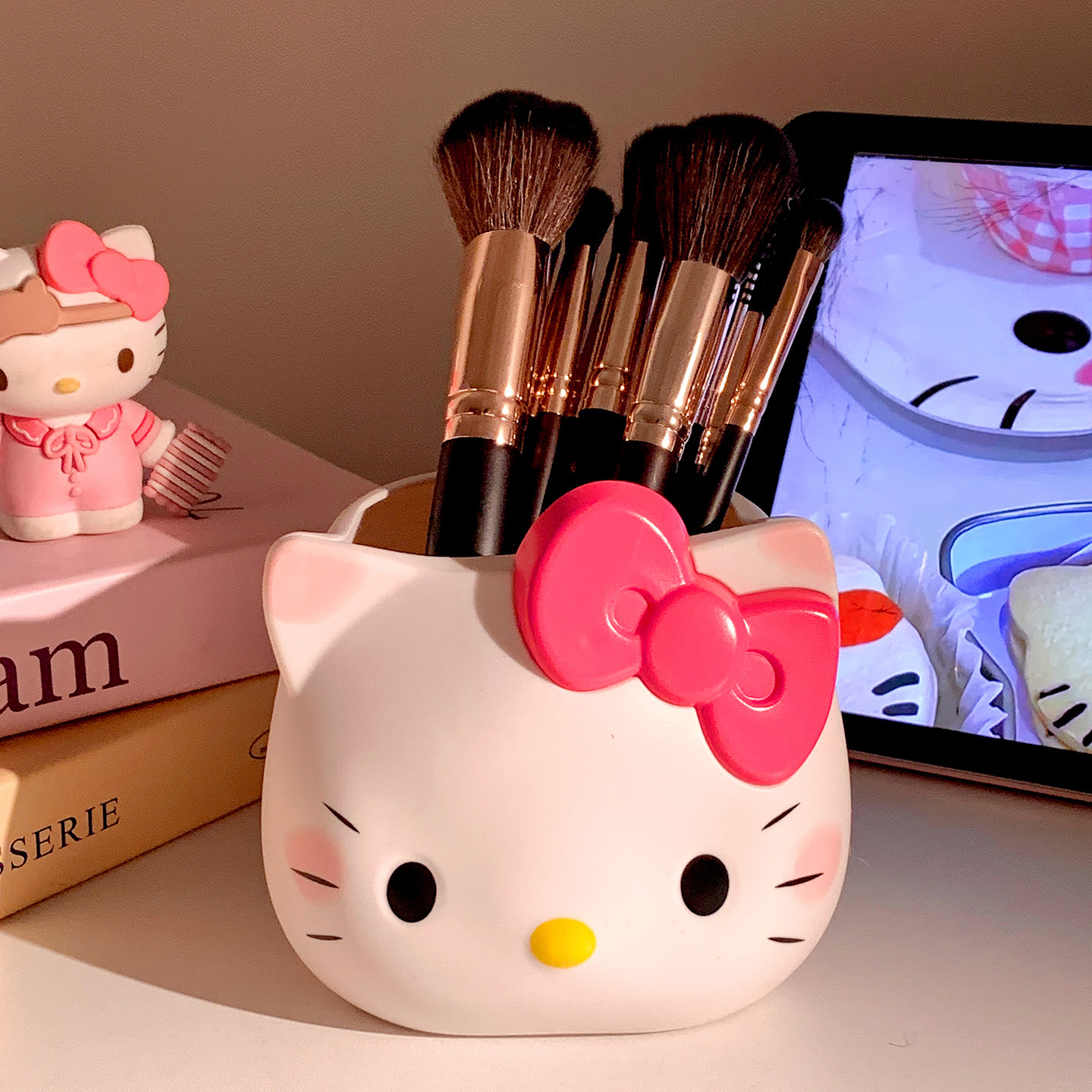 可爱KT猫化妆刷收纳筒桌面文具笔筒多功能化妆品收纳盒置物架摆件,收纳整理,化妆刷收纳盒/桶,淘宝优惠券,粉丝福利购,淘宝优惠卷