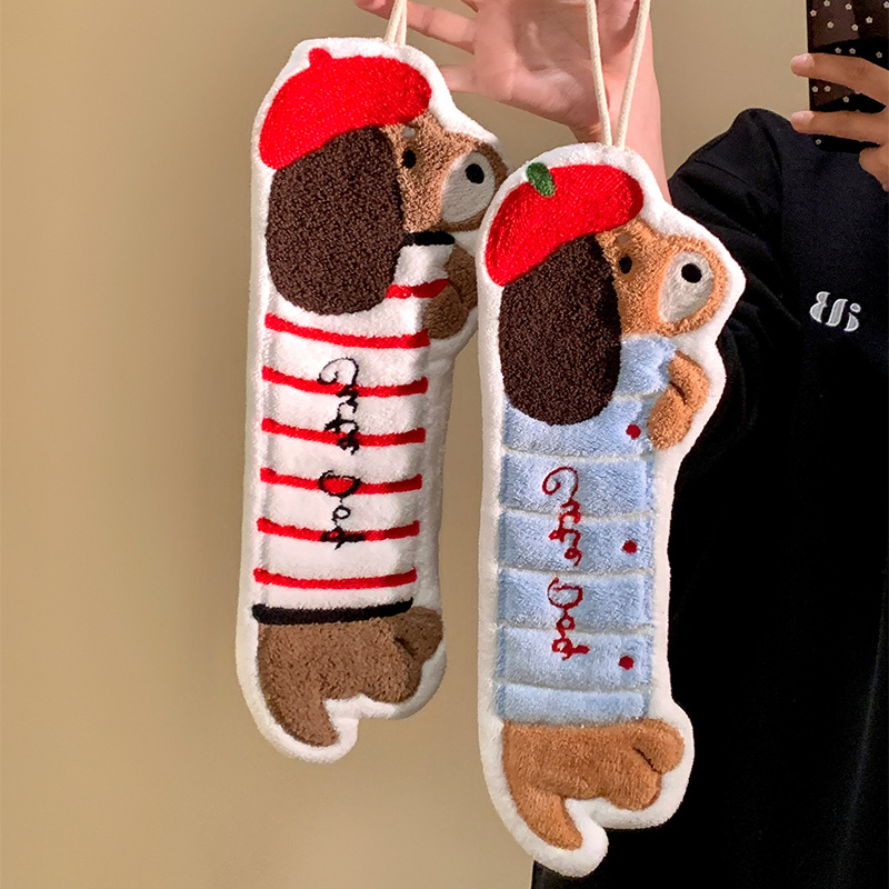 可爱腊肠狗擦手巾儿童擦手帕家用