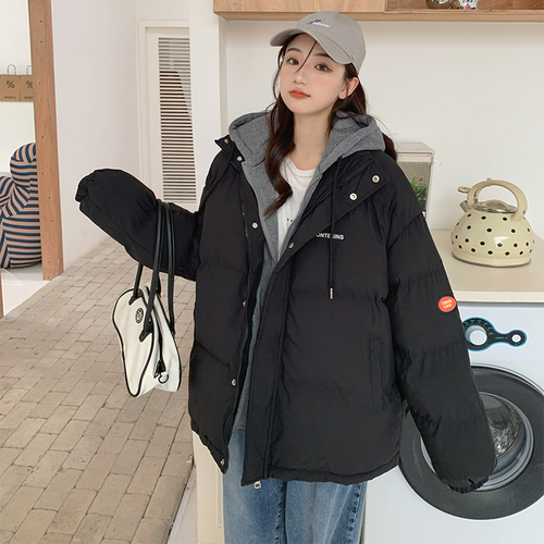 Real shooting of short down cotton padded jacket in winter female Korean student Hong Kong style new loose cotton padded jacket trend