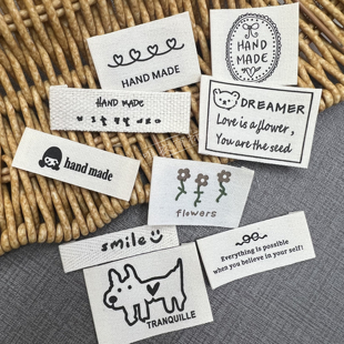 2026韩国进口棉带印标简约韩系纯棉布标定制服装领标高品质感