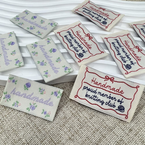 手工布标现货diy织标包包布标handmade 标签可定制新款织唛绣花标
