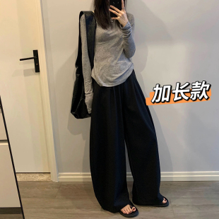 阔腿拖地裤 高个子175cm加长款 西装 休闲弯刀裤 超长高腰香蕉裤