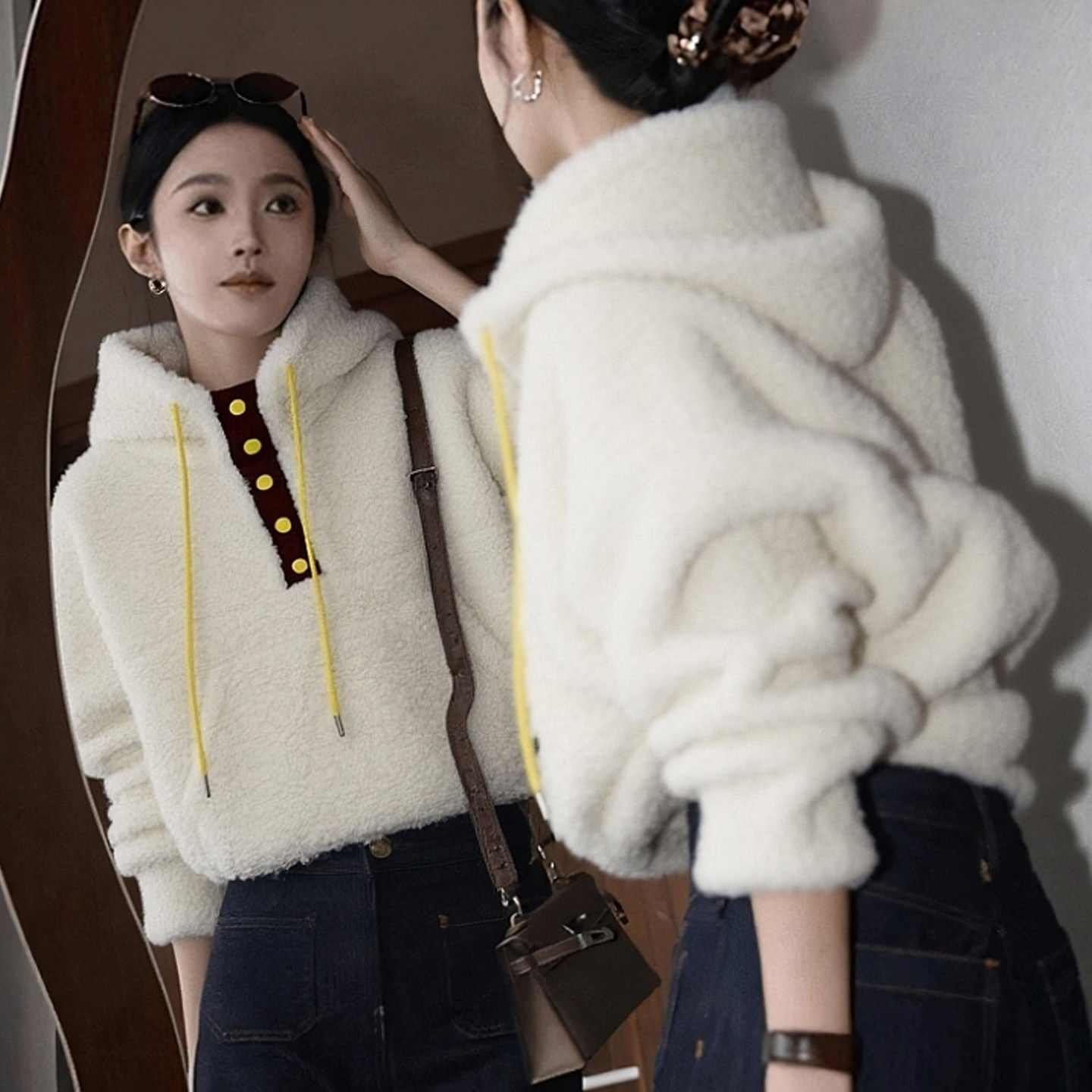 连帽羊羔绒加厚保暖卫衣女款秋冬季2025新款爆款时尚洋气宽松上衣