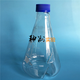 蜀牛 2000ml螺口蓝盖玻璃摇菌瓶 2L具挡板三凹三角烧瓶 锥形瓶