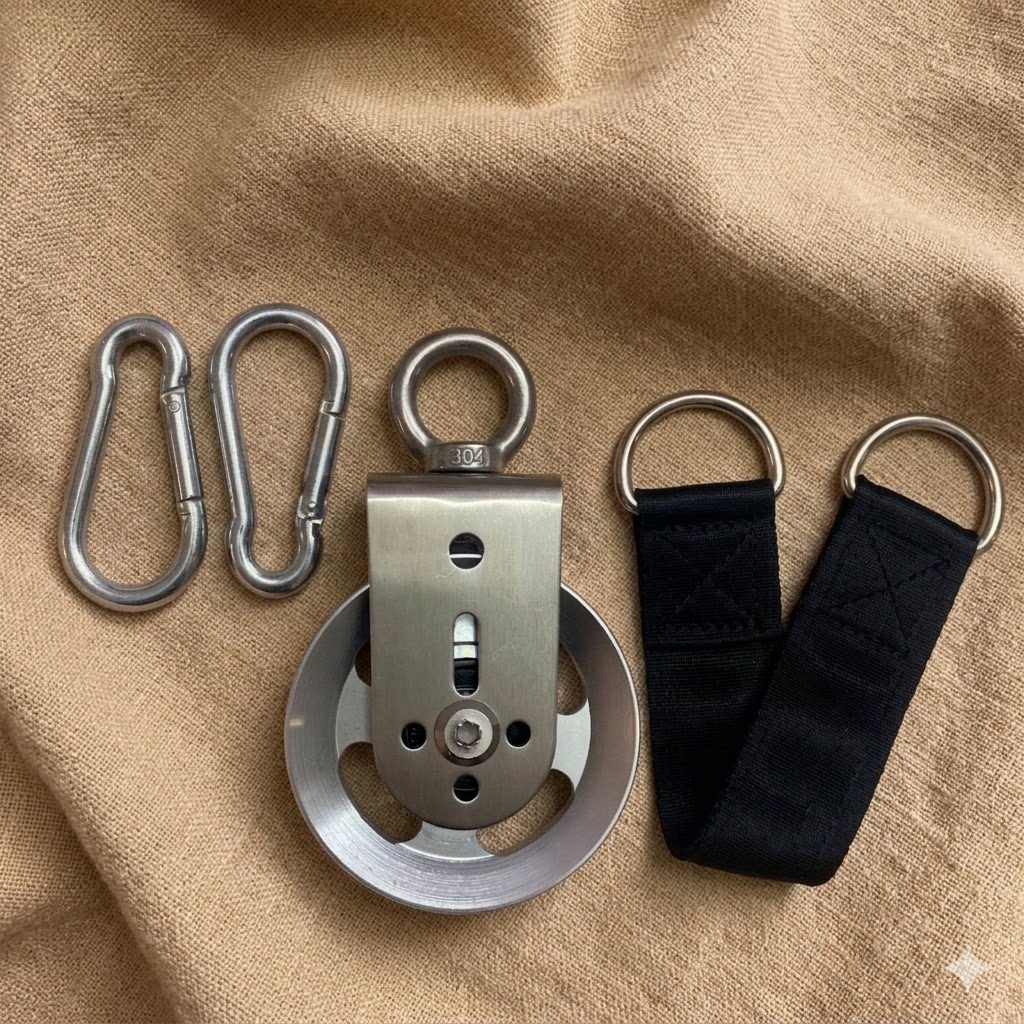 健身器材家用diy高位下拉绳索滑轮三头肌训练绳多功能健身器材图片