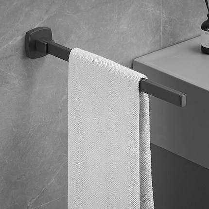 枪灰色卫生间不锈钢毛巾架浴室折叠活动毛巾杆浴室柜免打孔单挂杆