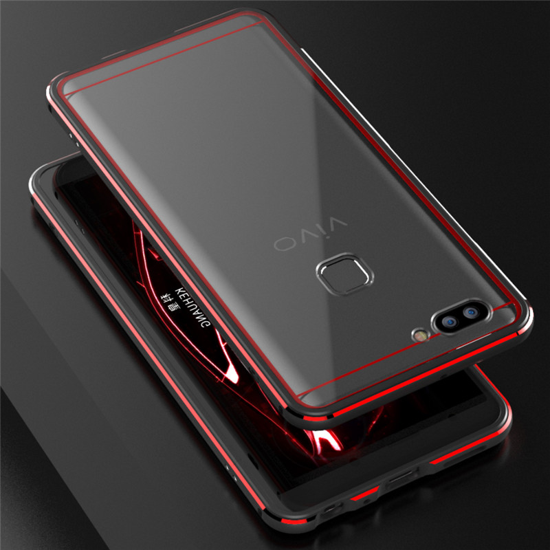 iy Bicolor Aurora Aluminum Metal Bumper Scratch Resistant Transparent PC Case Cover for vivo X20